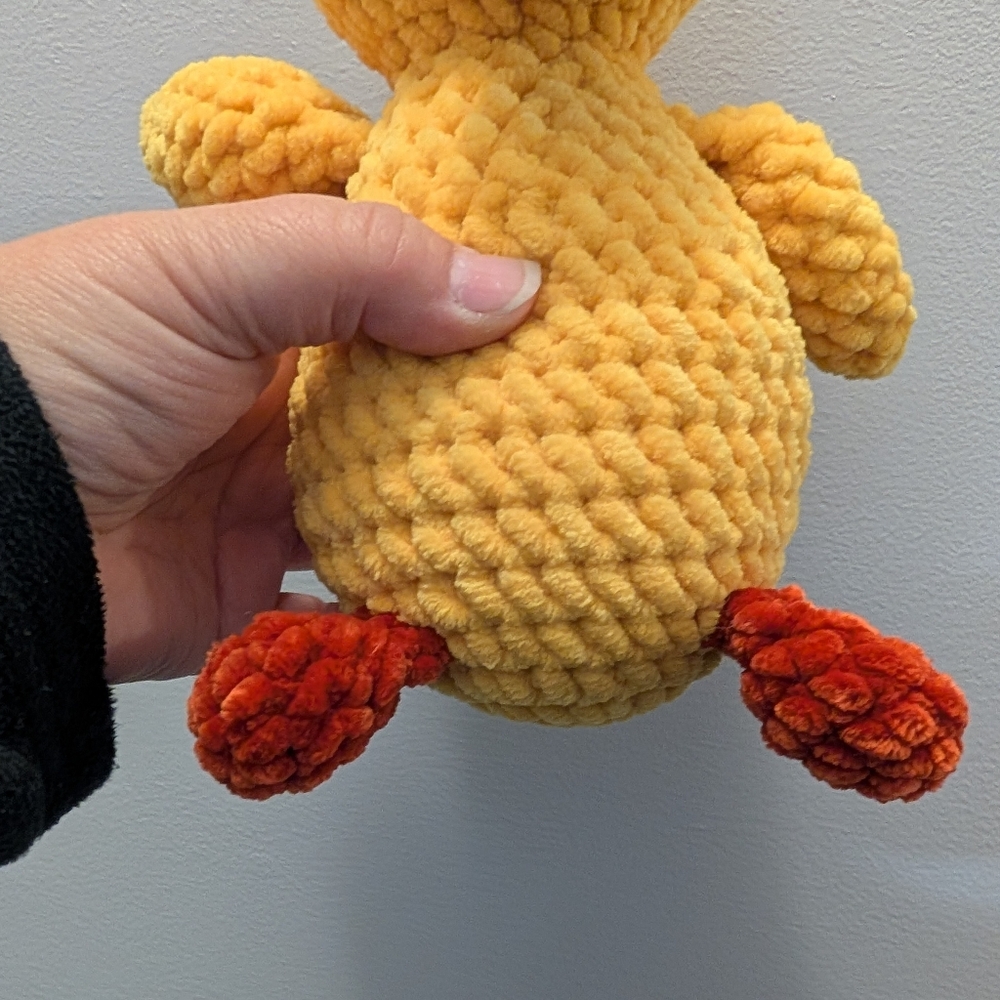 Handmade Crochet 9" Yellow Duck Stuffed Toy Plushie - Picture 4 of 5